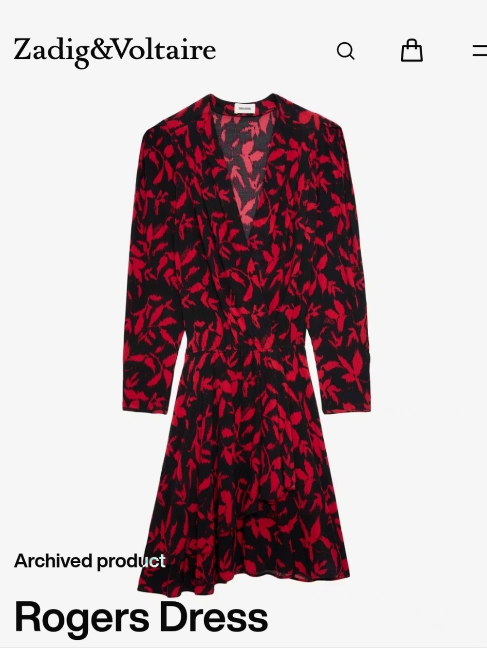 Zadig & Voltaire Red Black Floral Pattern Mini Dress With Pleated Skirt Size L - Picture 2 of 12